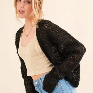 And The Why Fishnet Knitting Bolero Cardigan